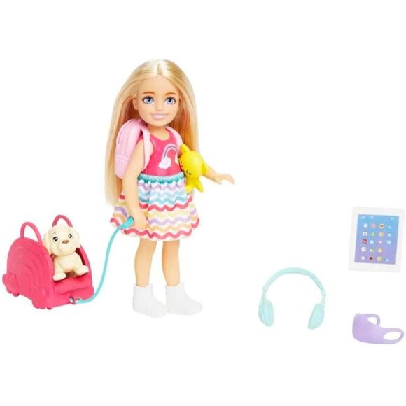 🆕Barbie Chelsea Small Doll Accessories, Travel Set with Puppy Pet & Backpack - Picture 5 of 8